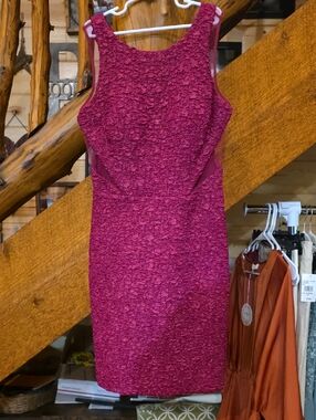 Adrianna Papell Textured Berry Lace Sheath Dress